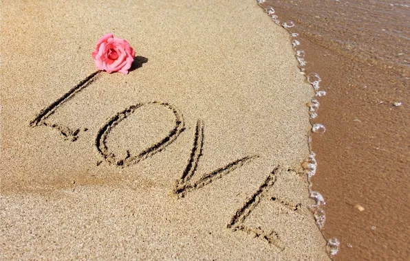 Sand, beach, love, love, beach, romantic, sand
