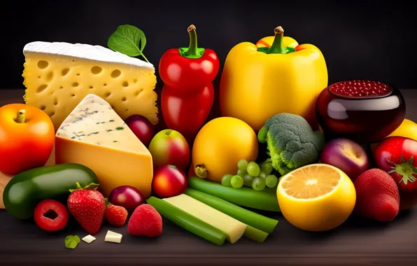 Cheese, art, vegetables, digital art, digital art, AI art, neural network, digital painting