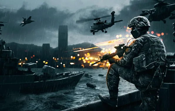 Picture war, helicopters, technique, aircraft, soldiers, fighter, battlefield 4