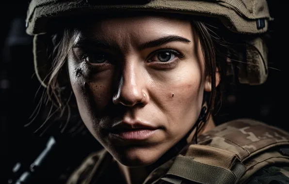 Girl, Look, Soldiers, Digital art, Closeup, AI art, The Art of Artificial Intelligence, Neural network