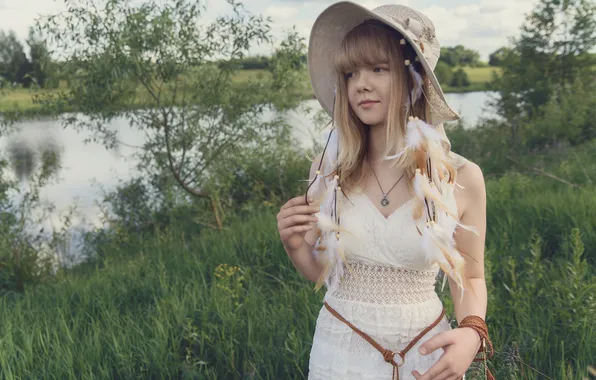 Grass, girl, nature, Vasilisa, Maxim Mikhailov