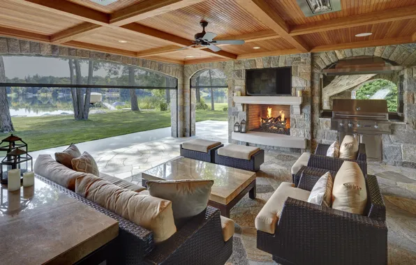 Design, style, Villa, interior, Michigan, fireplace, living room, Michigan