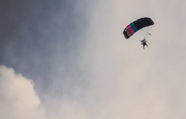 Picture the sky, clouds, parachute, skydiver, skydiving