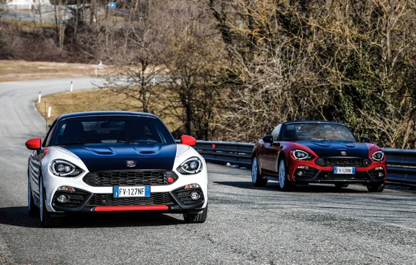 Roadster, spider, black and white, Abarth, on the road, black and red, 124 Spider, 2019