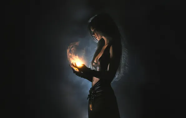 Picture dark, fire, magic, sorceress