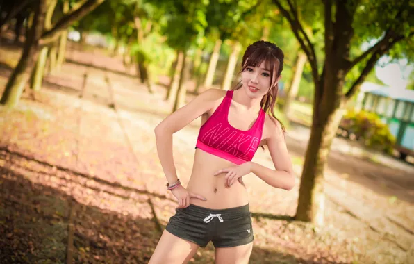 Picture girl, sport, costume, walk, hobby
