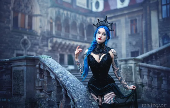 Girl, nature, pose, style, makeup, costume, outfit, image