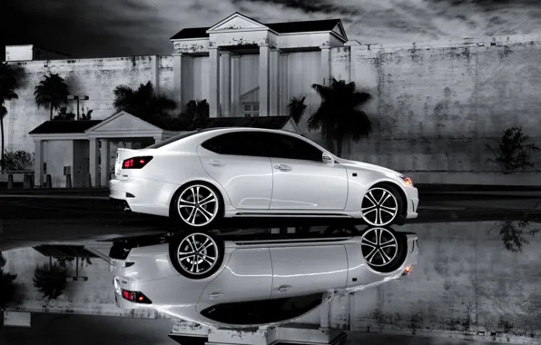 White, reflection, Lexus, Lexus, IS 350, b\W photo, F Sport