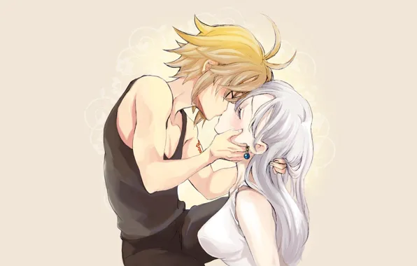 Kiss, pair, Elizabeth, The seven deadly sins, Melides, Nanatsu No Taizai