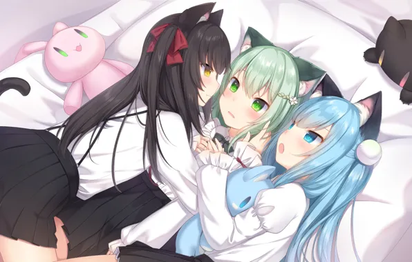 Girl, neko, trio