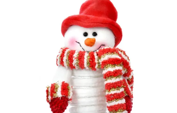 Red, holiday, hat, new year, scarf, snowman