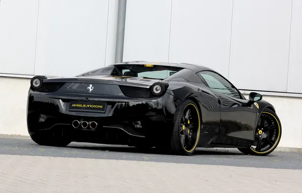 Reflection, wall, black, the building, ferrari, Ferrari, black, Italy