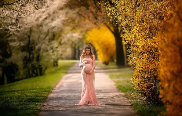 Girl, curls, pregnancy