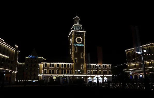 Night city, resort, the Caucasus, night city, rest, Rosa Khutor, caucasus, roza khutor
