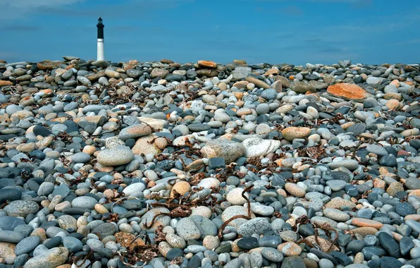 Picture the sky, landscape, stones, lighthouse
