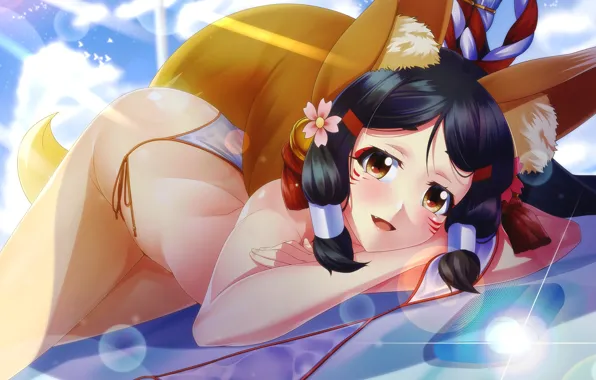 Pose, anime, bikini, summer, girl, art