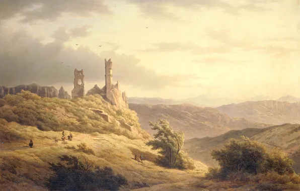 Picture picture, Louwrens Hanedoes, Mountain Landscape with Ruins