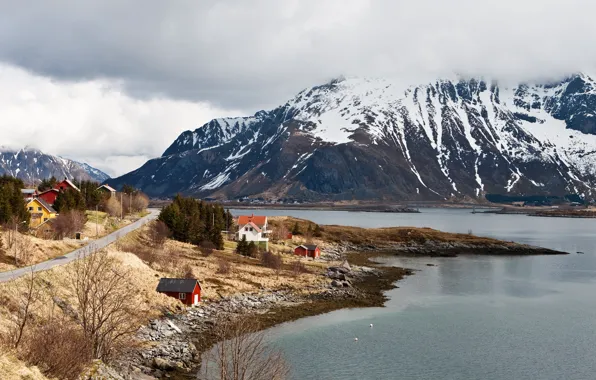 Wallpaper landscape, mountains, nature, coast, island, Norway, Lofoten ...