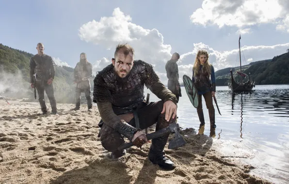 Download Ragnar, Bjorn, And Lagertha In Vikings Wallpaper