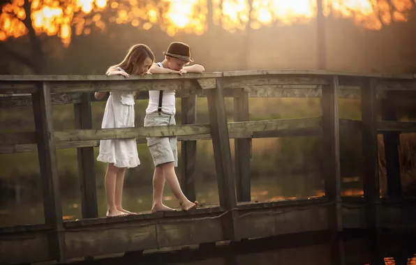 Picture bridge, boy, girl