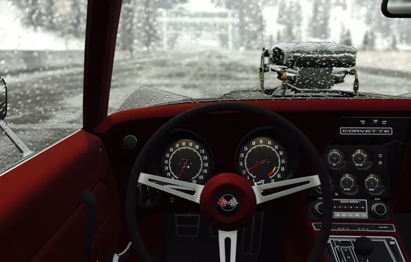 Car, corvette, game, muscle car, old, estrada, chuva