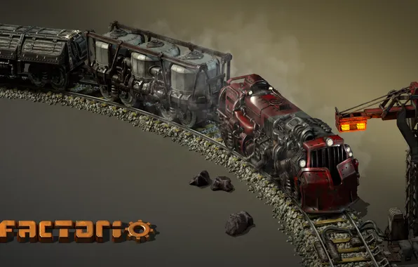 Train, cars, railroad, factorio