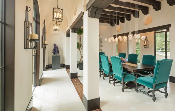 Design, room, Villa, interior, lighting, columns, Banquet hall, mediterranean-style dining room