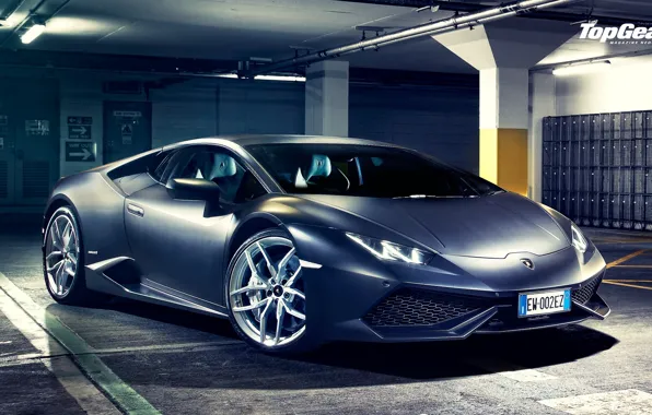 Picture Lamborghini, Top Gear, Front, Black, Matte, Parking, Huracan, LP610-4