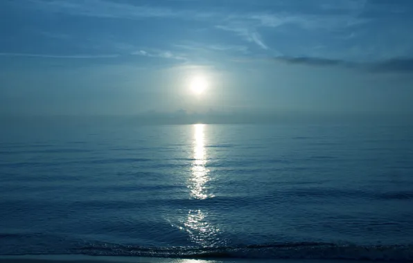Picture The sun, Sea, Morning, Shore, Dawn