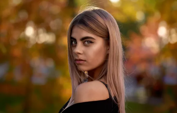 Look, girl, face, background, hair, portrait, shoulder, bokeh