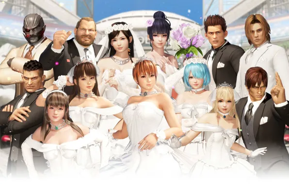 Girls, guys, bride, grooms, Dead or Alive 6