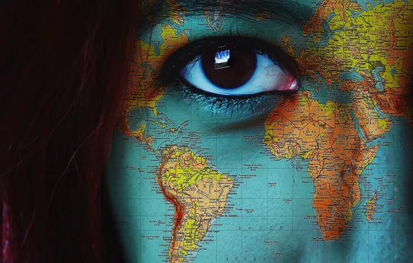 Picture girl, eyes, map