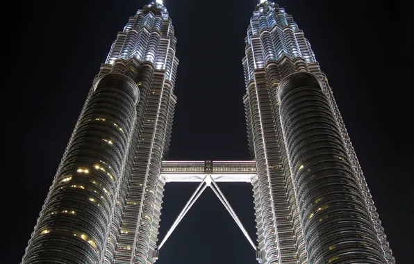 Night, skyscraper, night, skyscraper, Kuala Lumpur, Petronas, Malaysia