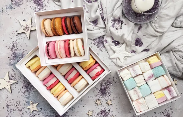 Picture marshmallows, macaroon, sets