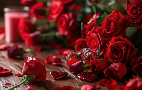 Love, holiday, heart, Board, roses, bouquet, heart, hearts