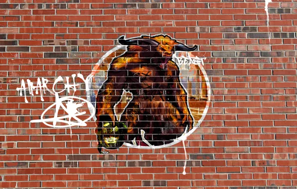 Wall, graffiti, figure, monster, painting, anarchy, anarchy