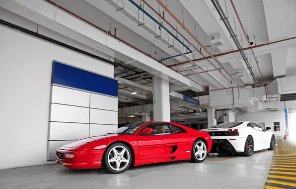 White, red, reflection, Ferrari, red, white, Ferrari, F430 Scuderia