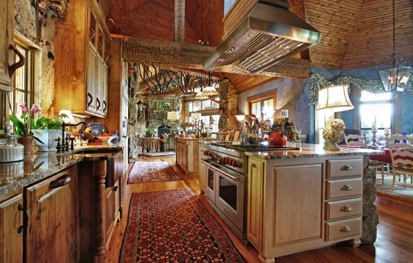 Picture design, style, interior, living room, living space, kitchen, ranch, rancho