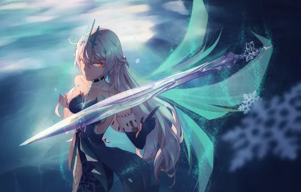 Look, girl, ice, spear, Honkai Impact 3rd, Kiana Kaslana
