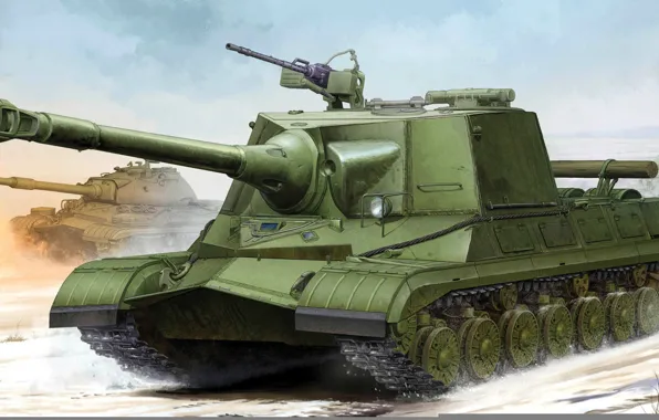 Figure, art, Object 268, Soviet experimental heavy tank destroyer, Assault gun, Self-propelled anti-tank gun