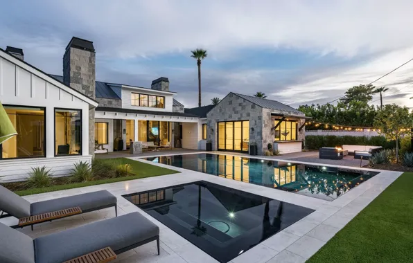 Villa, the evening, pool, lighting, architecture, pool, terrace, build