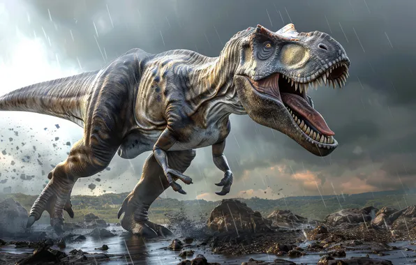 Rain, Clouds, Teeth, Mouth, Face, Predator, Dinosaur, Animal