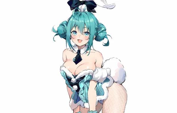 Girl, sexy, Hatsune Miku, cleavage, Vocaloid, green eyes, boobs, sexy girl