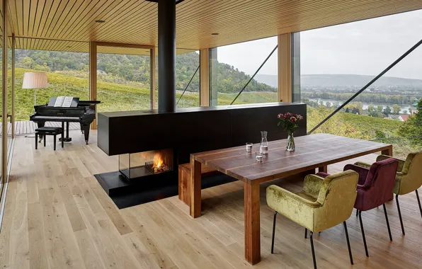 Style, interior, Austria, piano, fireplace, living room, Austria, dining room
