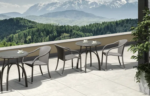 Picture style, Villa, interior, table, terrace