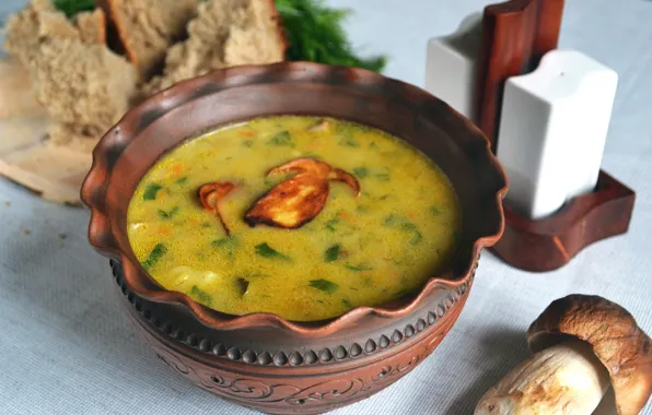 Soup, bowl, mushroom