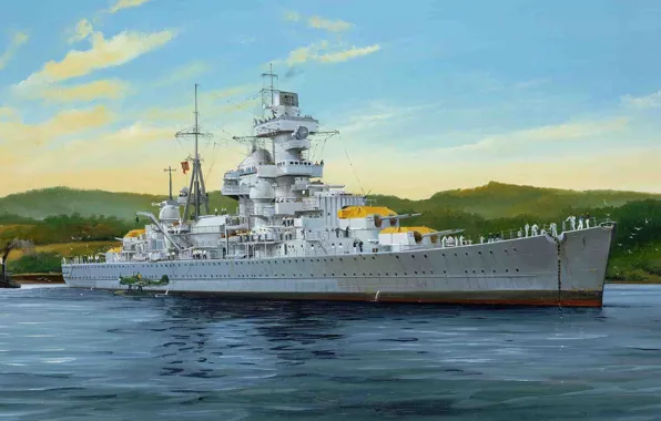 Ship, art, Navy, military, cruiser, cruiser, German, WW2