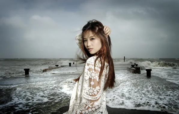 Girl, background, Asian