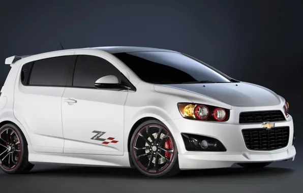 Picture white, background, tuning, Chevrolet, Sonic