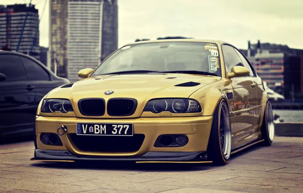 Picture BMW, Tuning, BMW, E46, stance, Gold
